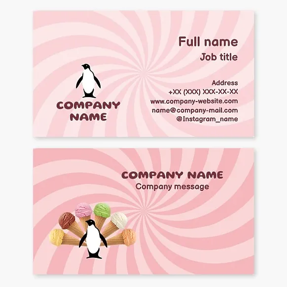 Business card template Ice cream, penguin