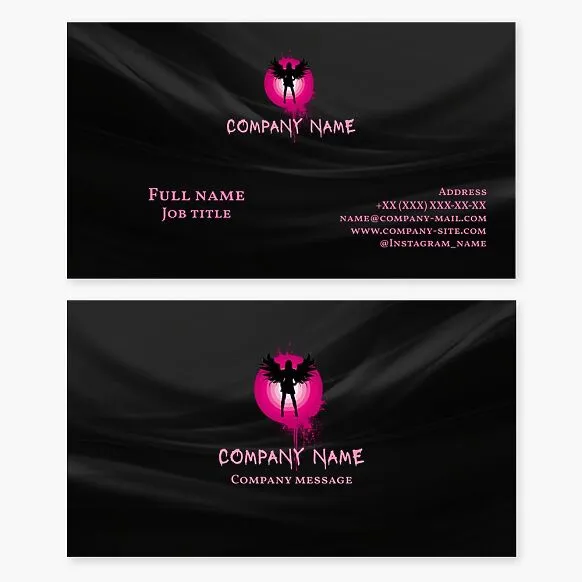 Business card template with the "Woman Angel" logo. Spotlight beam. Abstract. Bar.
