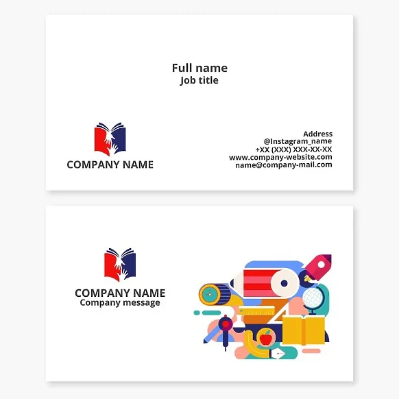 Business card template. Education.