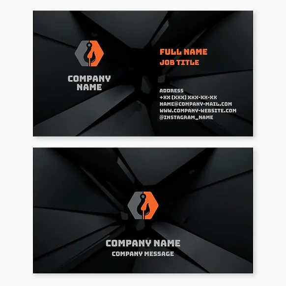 Business card template. Manufacturing company. Production of mechanical engineering products. Sale of rolled metal products. Crane spare parts.