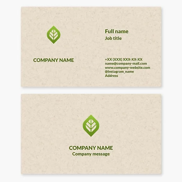 Business card template. Plant leaf. Agricultural company.