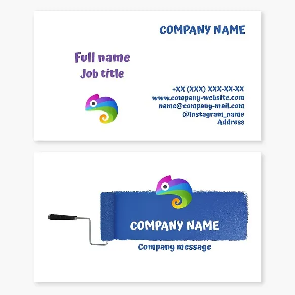 Business card template Color-studio, paint, painting works, chameleon