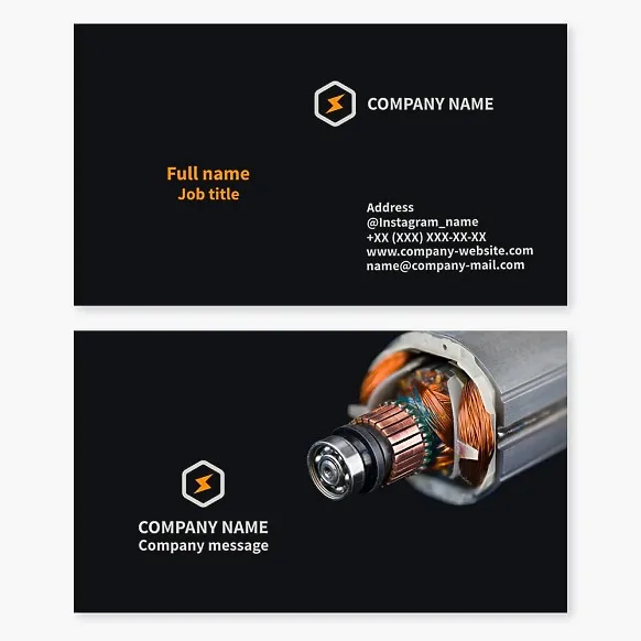 Business card template. Electrical equipment repair.