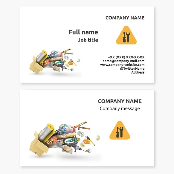 Business card template Tools and materials for construction and repair