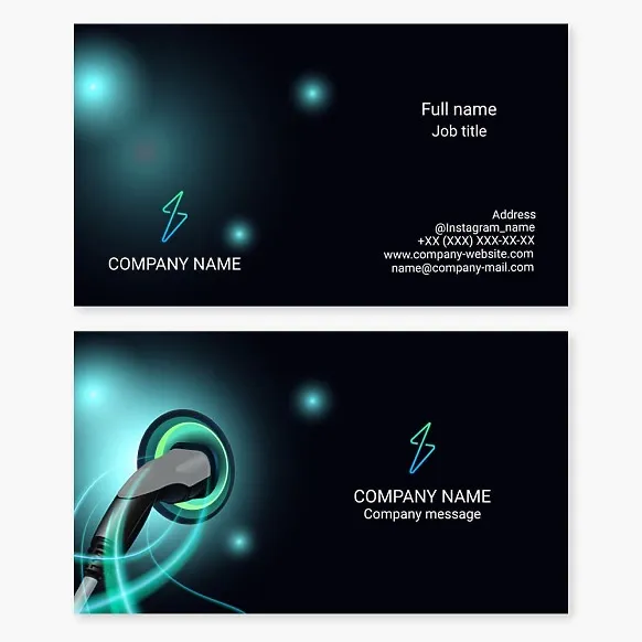Business card template. Electric car charging
