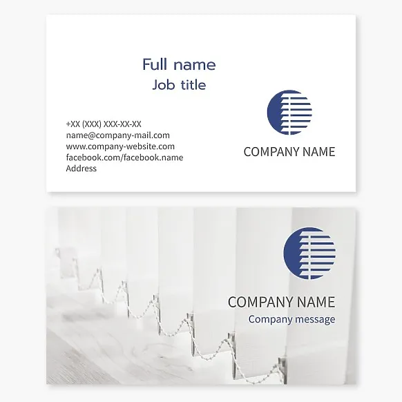 Business card template Blinds, blinds, fabric roller blinds