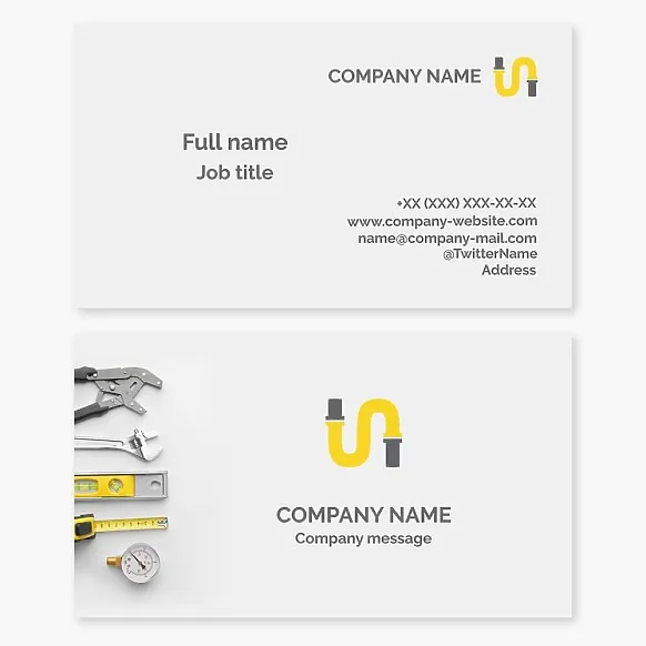 Plumbing, plumbing tools Business card template