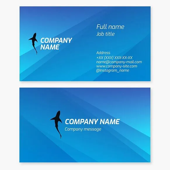 Shark business card template. Abstract. A symbol of strength, power, powerful primal instincts, fearlessness, self-confidence, determination, and the ability to overcome challenges.