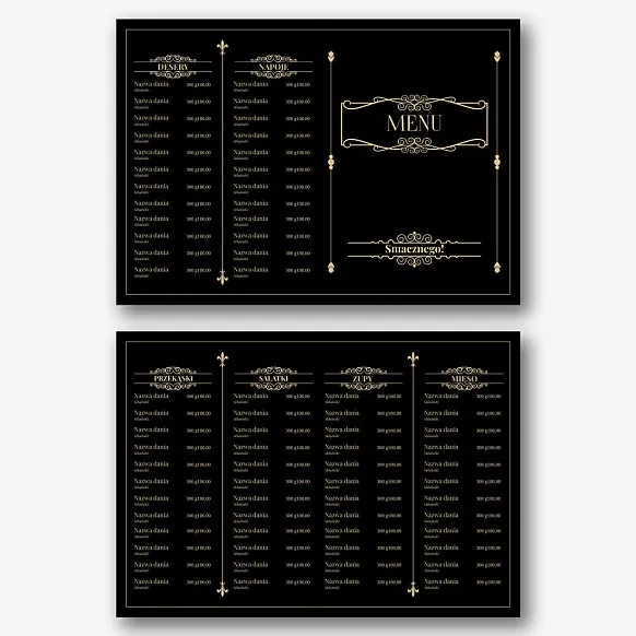 Szablon menu restauracji