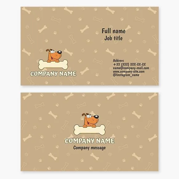 Business card template. Dog treat bakery. Pet store.
