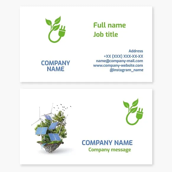 Business card template Green energy, renewable energy