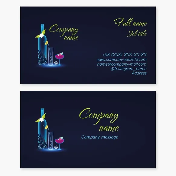 Business card template Bar, night club