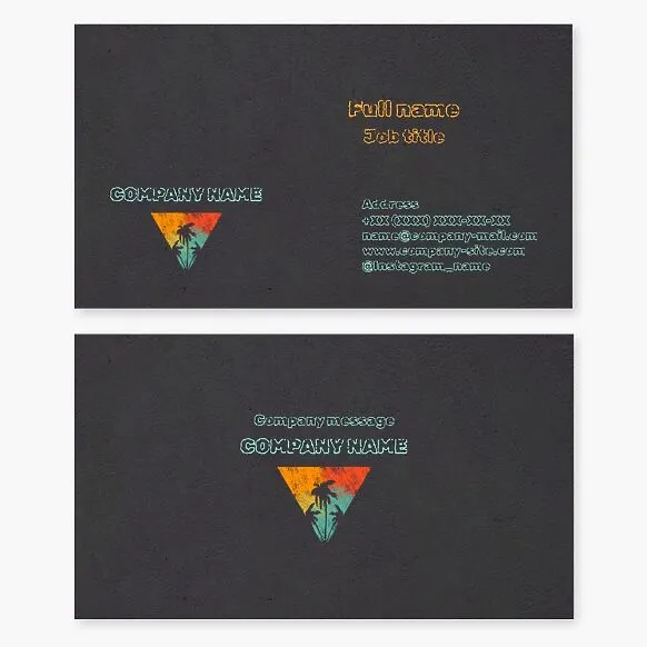 Palm Tree Triangle Business Card Template. Abstract. Beach services and products.