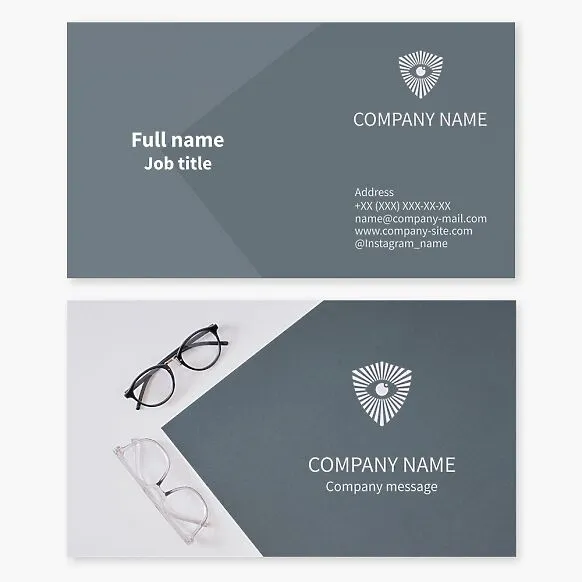 Business card template. Optometrist, ophthalmologist, oculist. Eye, protection, glasses.