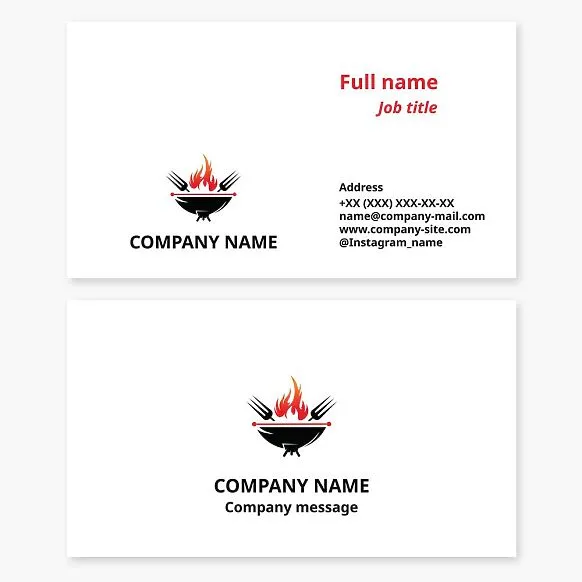 Business card template. Picnic, grill, and barbecue rentals and cabins.