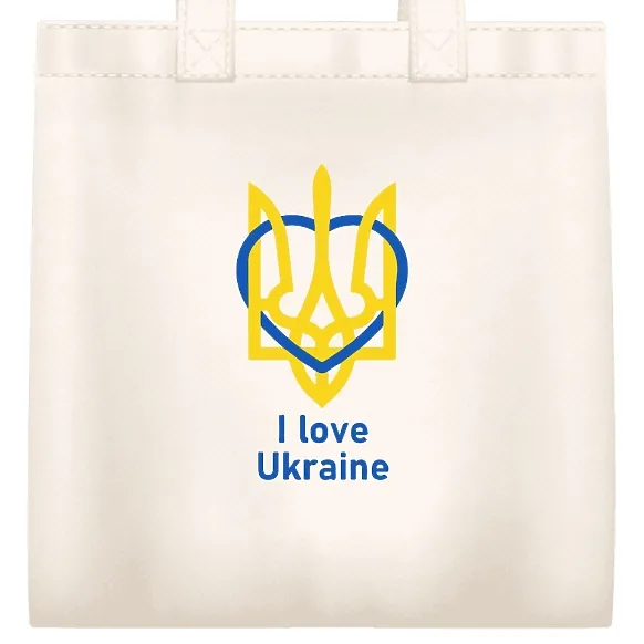 Экосумка с патриотическим принтом "I Love Ukraine" с гербом