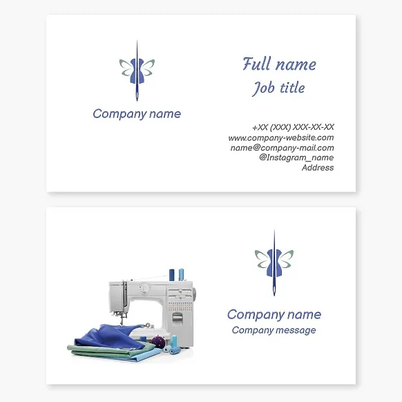 Business card template Sewing, fashion salon, sewing workshop