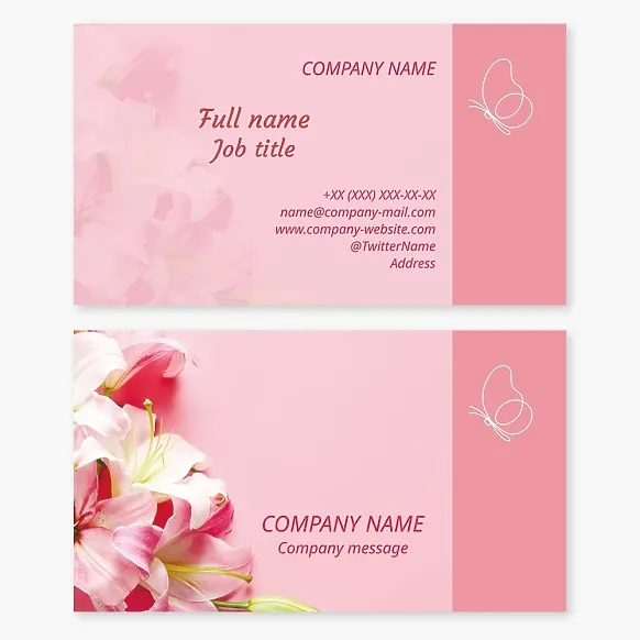 Business card template Butterfly, flowers, beauty, salon, shop, boutique
