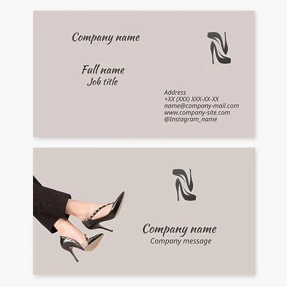 Women's shoes | Letter H | Business card template
