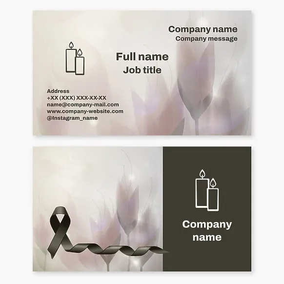  Flower Background Candle Logo Business Card Template, Mourning