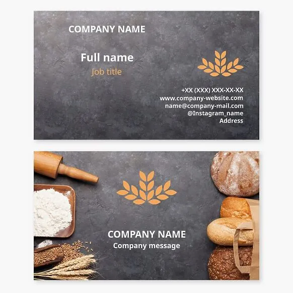 Business card template Baking bread and rolls, bakery