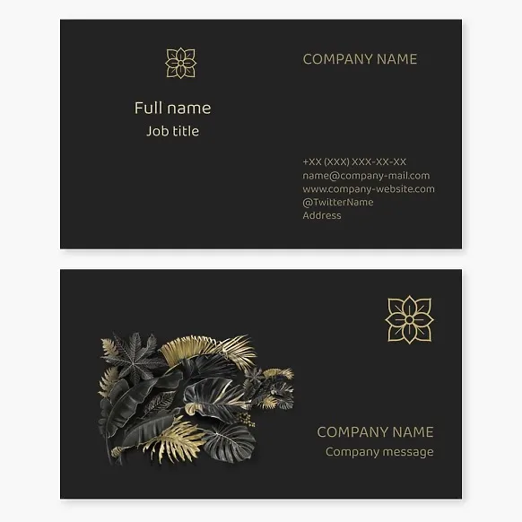 Business card template Tropical plants for garden and interior