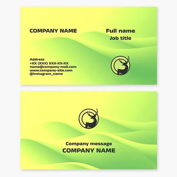 Business card template with a deer logo. Hunting grounds. Gamekeeper. Forestry.