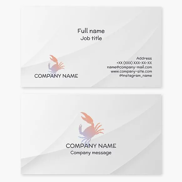 Business card template with a crab logo. Seafood store. Seafood catch and supply.