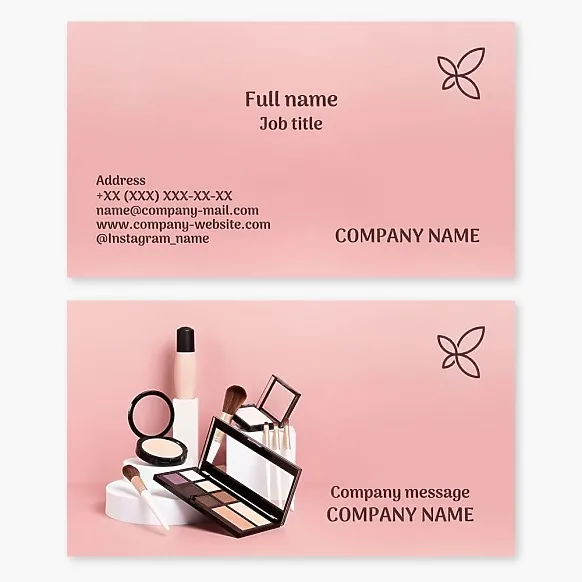 Business card template. Sale of cosmetics. Makeup studio. Letter X.