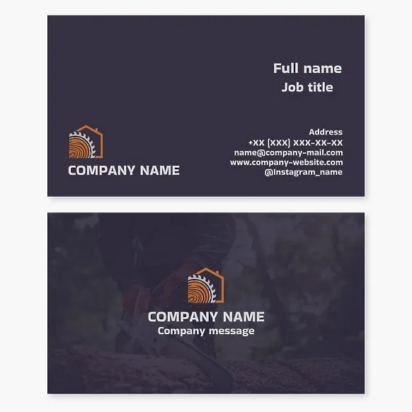 Business card template. Logging. Firewood. Lumber.