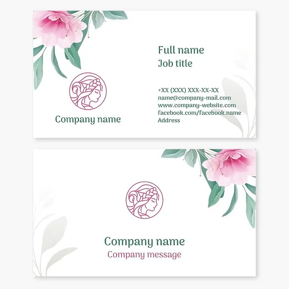 Business card template Woman, flower, beauty, SPA, Hairdresser, beauty salon, salon, shop, boutique