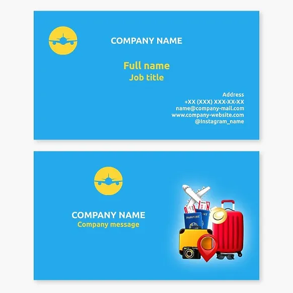 Business card template. Travel agency.