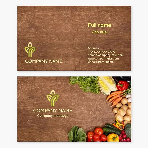 Fruit and vegetable business card template. Agricultural enterprise. Agrofirm.
