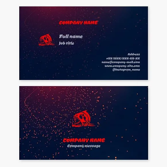 Business card template with an aggressive "Fish Skull" logo. Abstract. Sports team. Fishing.