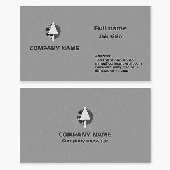 Business card template for "Brickwork and Plastering." Mason, builder, painter and plasterer.