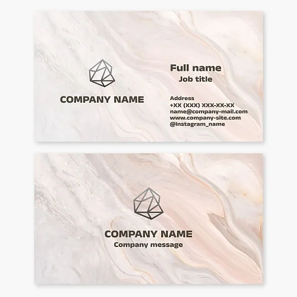 Business card template. Natural stones and minerals for construction and finishing work.