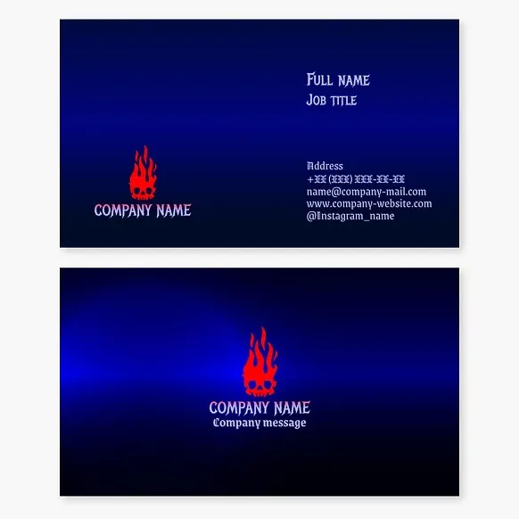 Flaming Skull Business Card Template. Abstraction. Tattoo parlor.