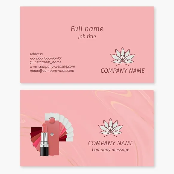 Business card template Lotus, makeup, cosmetic products