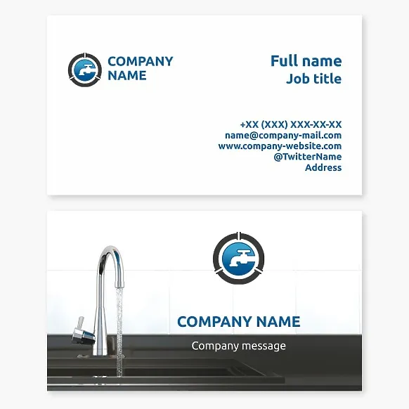 Business card template Water supply, plumbing, plumber