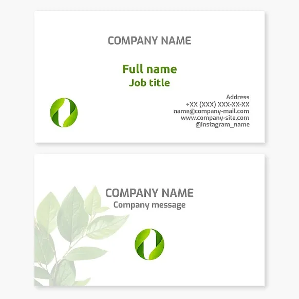 Business card template. Ecology. Landscaping. Growing seedlings. Letter O.