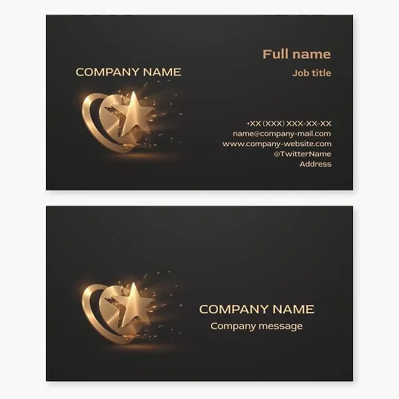 Business card template Star, honor, award paraphernalia