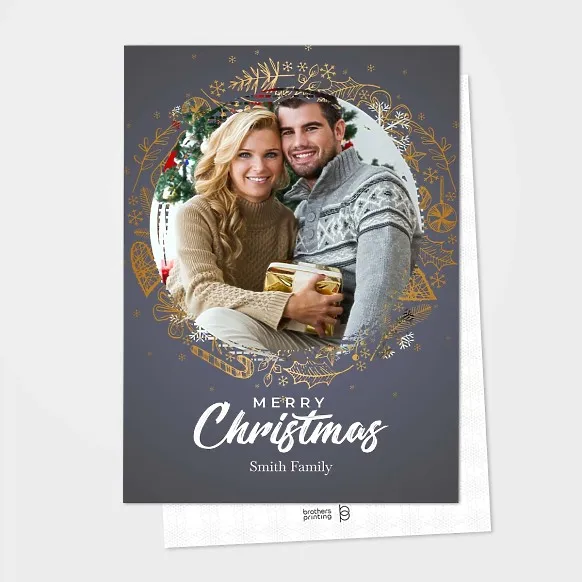 Grey and Gold Christmas Card