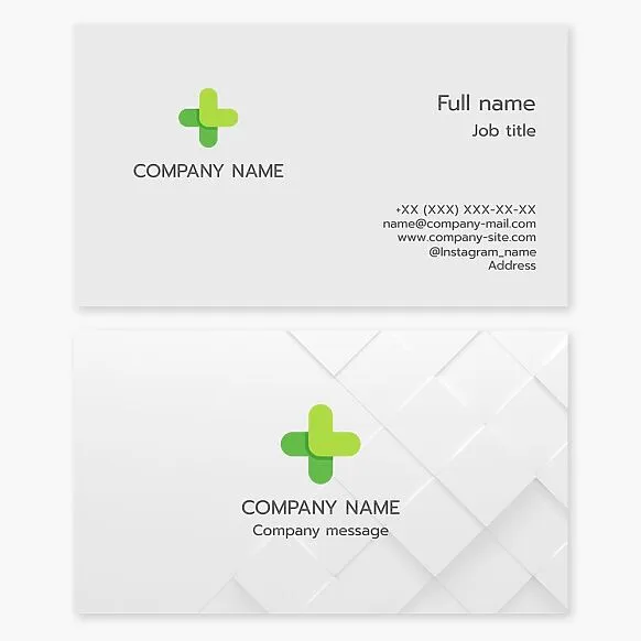 Business card template. Pharmacy, hospital, clinic.