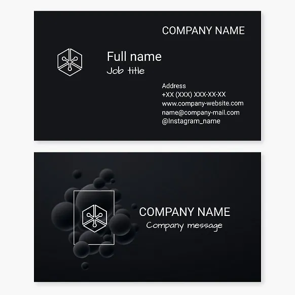 Business card template Abstraction, three-dimensional coordinate system, design