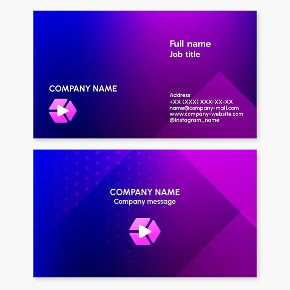 Business card template. Video shooting. Computer 3D animation.