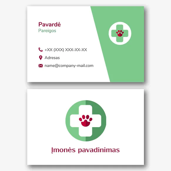 Veterinarijos klinikos vizitinės kortelės Šablonas