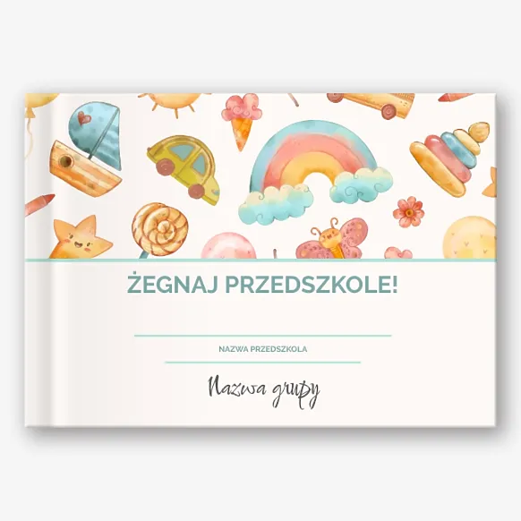 Szablon książki fotograficznej z okazji ukończenia szkoły " Żegnaj przedszkole!"