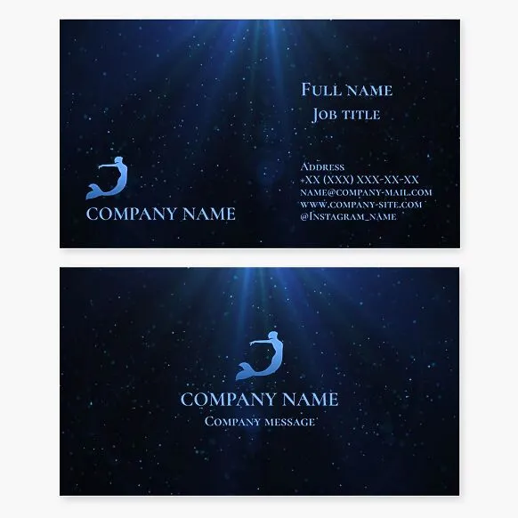 Business card template with a fairy tale mermaid logo.