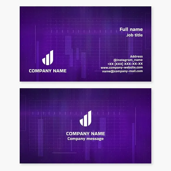Business card template. Finance. Letter U.