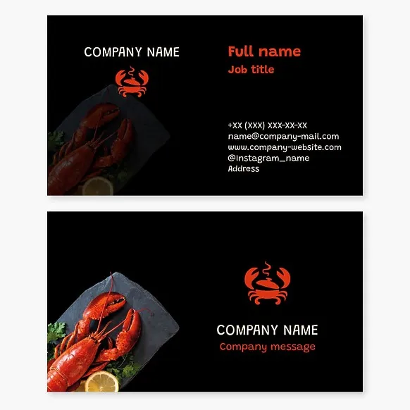 Business card template Crayfish, bar, restaurant